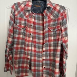Jacks Girlfriend Plaid Button-Down Shirt in Red and Gray Size XS